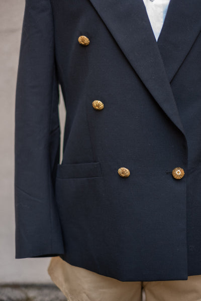 Burberry navy blazer gold buttons online
