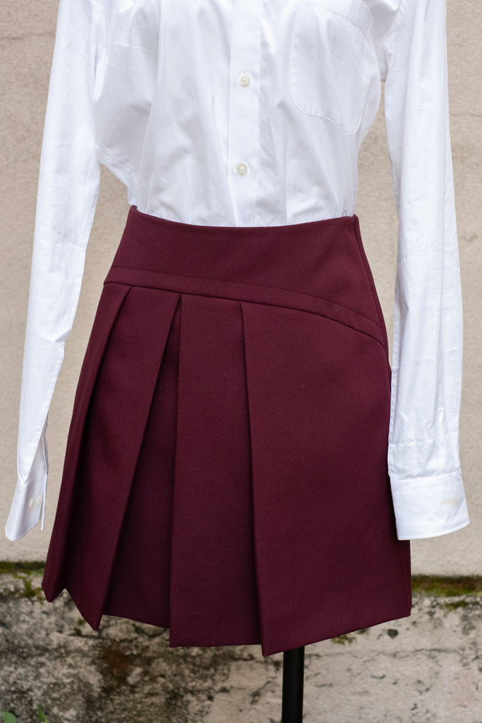 Miu Miu Box Pleat Front Mini Skirt