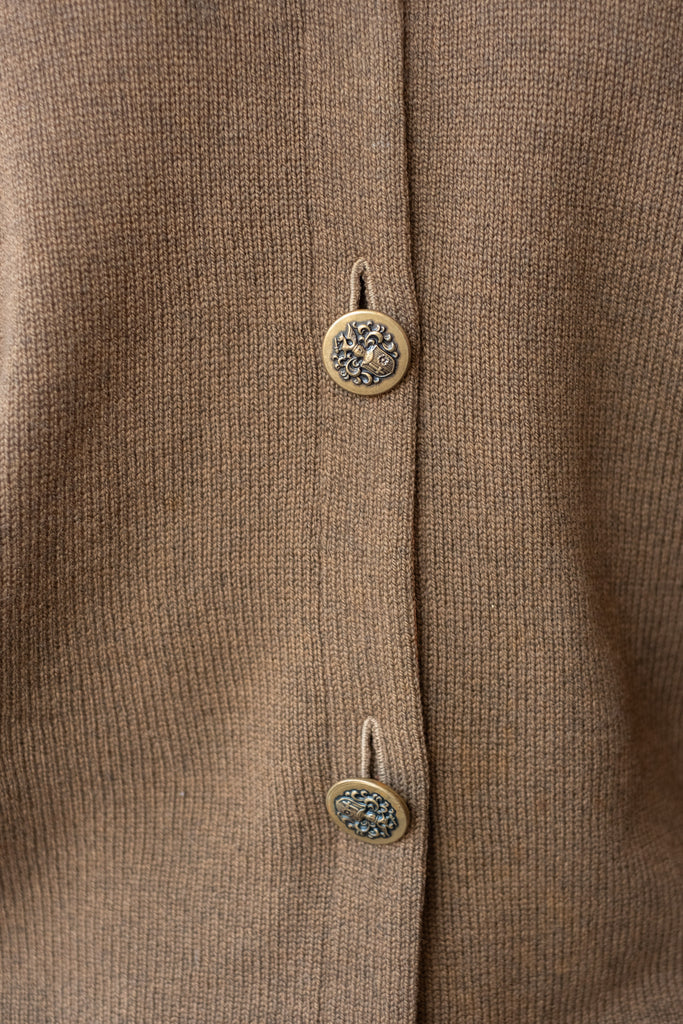 Vintage 60's Knit Cardigan with Bronze Crest Buttons