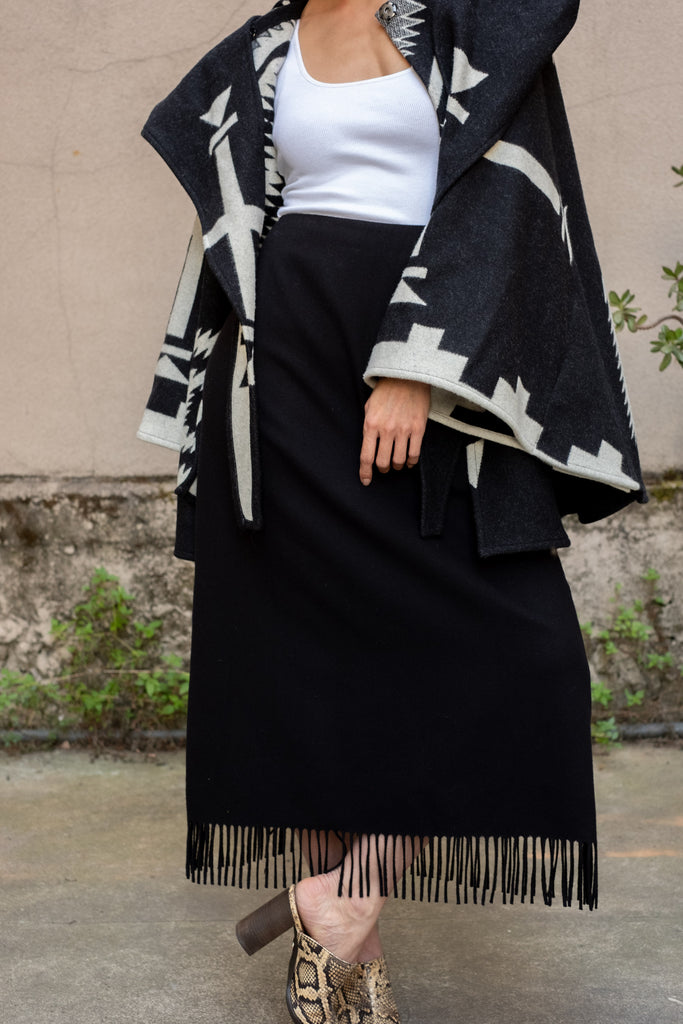 Pendleton Virgin Wool Fringe Maxi Skirt